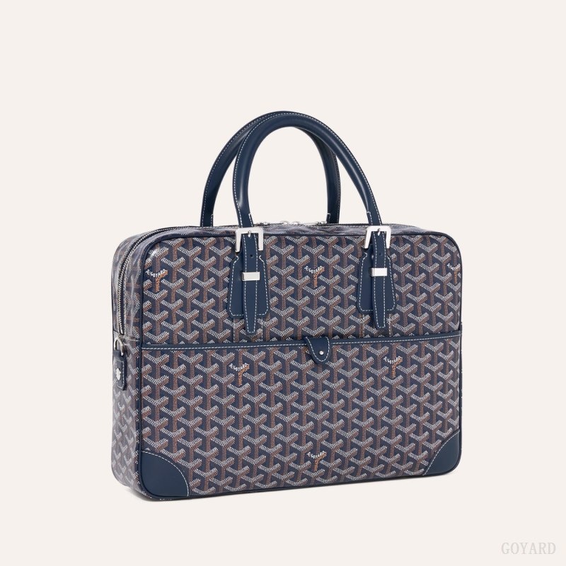 Goyard Briefcase Outlet Ambassade MM Document Case Navy Blue