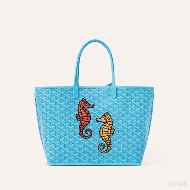 Goyard Anjou PM Seahorse Embroidery Turquoise | PLFC8179