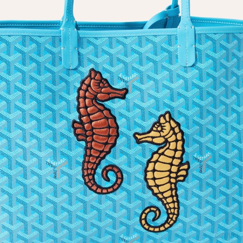 Goyard Anjou PM Seahorse Embroidery Turquoise | PLFC8179