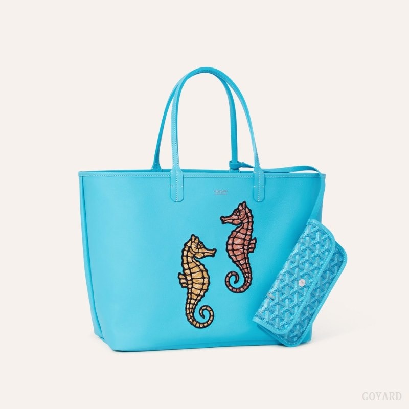 Goyard Anjou PM Seahorse Embroidery Turquoise | PLFC8179