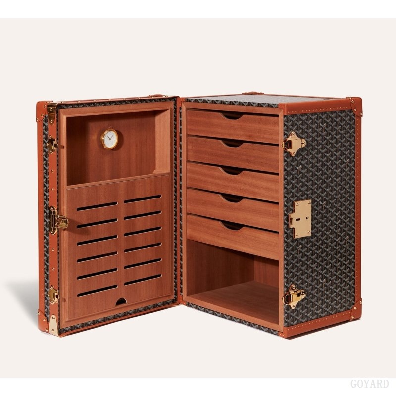 Goyard CIGARES TRUNK Black / Brown | WELI8214