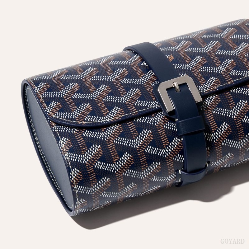 Goyard DOUBLE TRAVEL WATCH CASE Navy Blue | XZRG3636