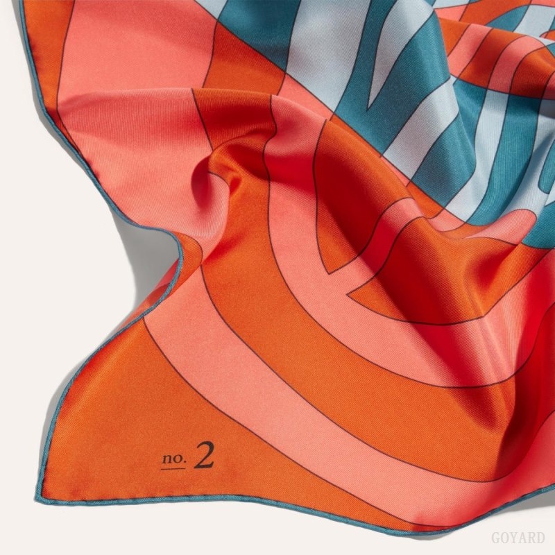 Goyard SCARF N°2 Orange / Navy Blue | EXOD6796