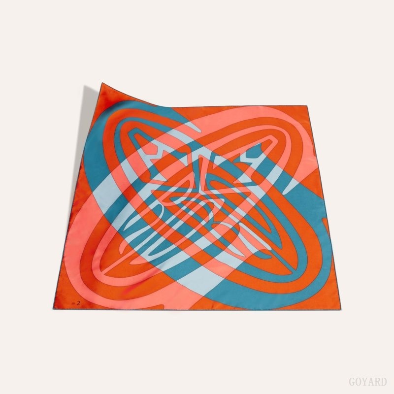 Goyard SCARF N°2 Orange / Navy Blue | EXOD6796