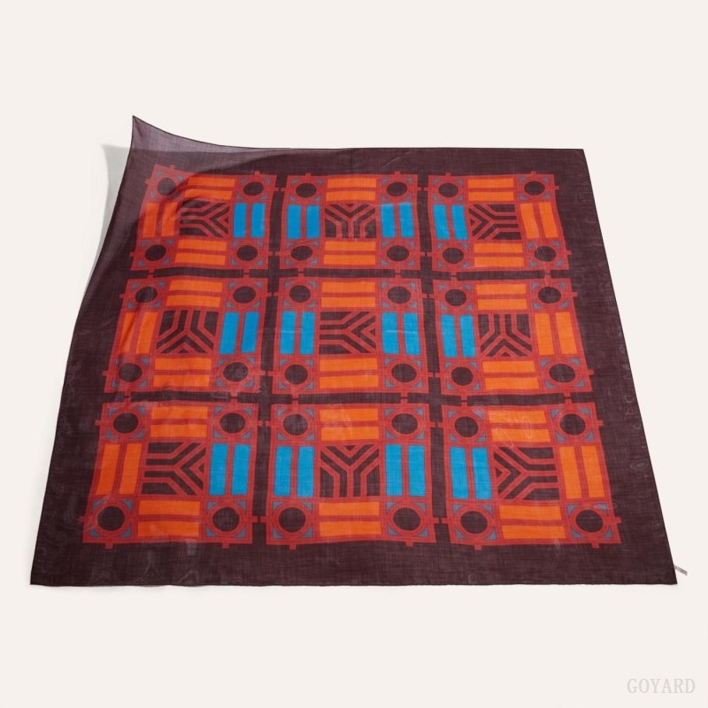 Goyard Shawl N°4 Burgundy / Orange | AYVJ9631